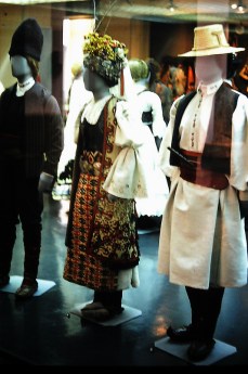 L to R: Šumadija Winter or festive costume, Šumadija bride in old 19th century costume, Šumadija summer costume. Ethnographic Museum in Belgrade