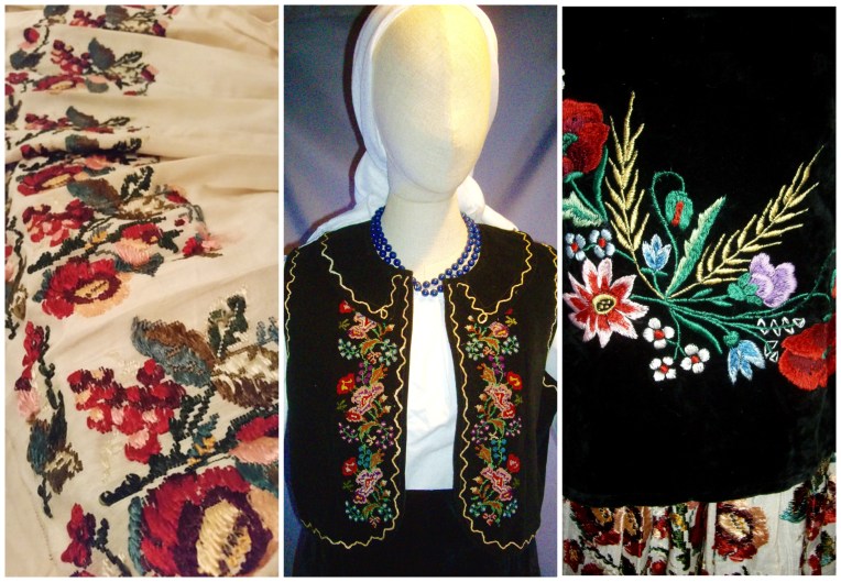 Details of the wonderful embroidery on the Arad costume: skirt, vest, apron