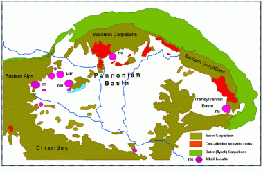 A look at the Pannonian basin (Panonska nizija) from a geologic perspective. It's this topography that gave this zone its name.